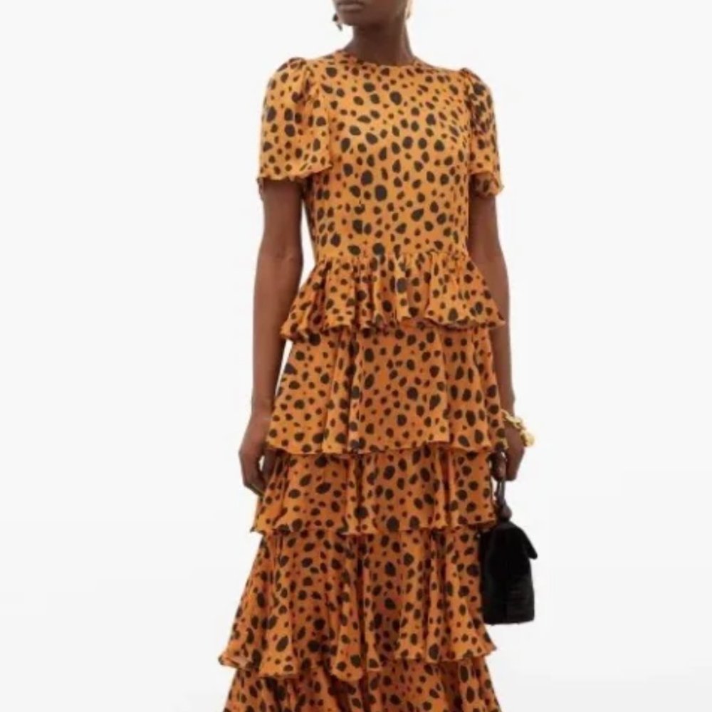 Rhode Serena Animal Print Tiered Ruffle Dress